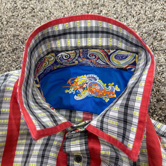 Robert Graham Button Shirt Mens XL Striped Colorful Vibrant Paisley Flip Cuff - Picture 8 of 13